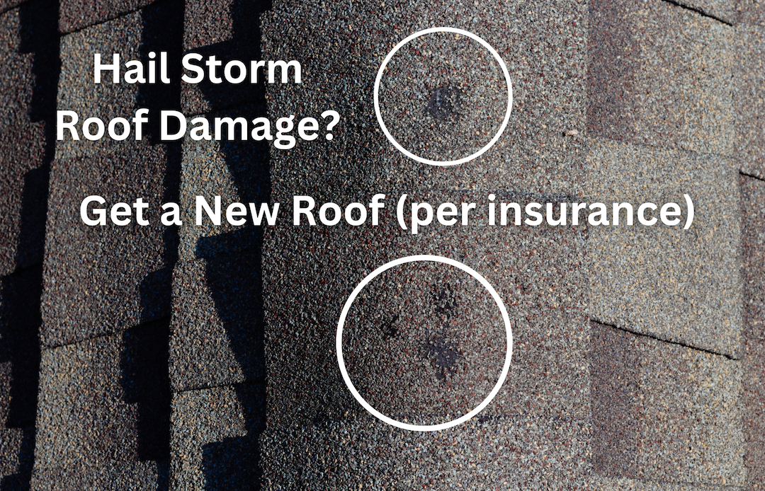 free roofing inspection, hail damage roofing repair or replacement per insurance